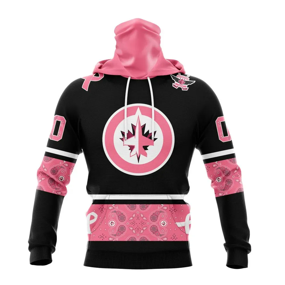 NHL Winnipeg Jets | Specialized Design In Classic Style With Paisley! In October We Wear Pink Breast Cancer Mask Hoodie