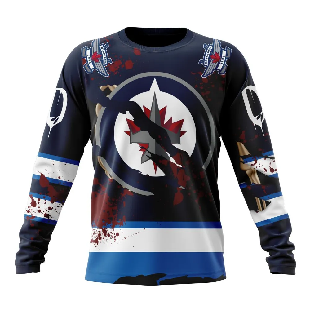 NHL Winnipeg Jets | Specialized Design Jersey With Your Ribs For Halloween Long Sleeved Sweatshirt 