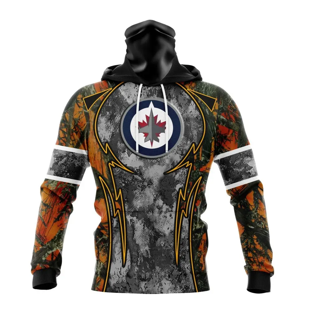 NHL Winnipeg Jets | Specialized Design Wih Camo Concepts For Hungting In Forest Mask Hoodie