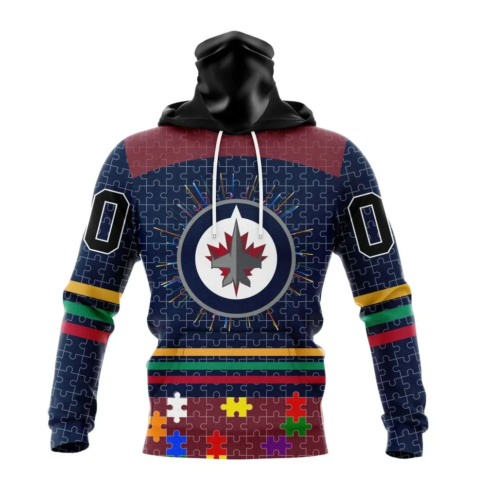 NHL Winnipeg Jets | Specialized Fearless Aganst Autism V0122 Mask Hoodie