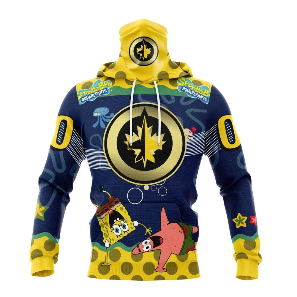 NHL Winnipeg Jets Specialized Jersey With Spongebob Mask Hoodie