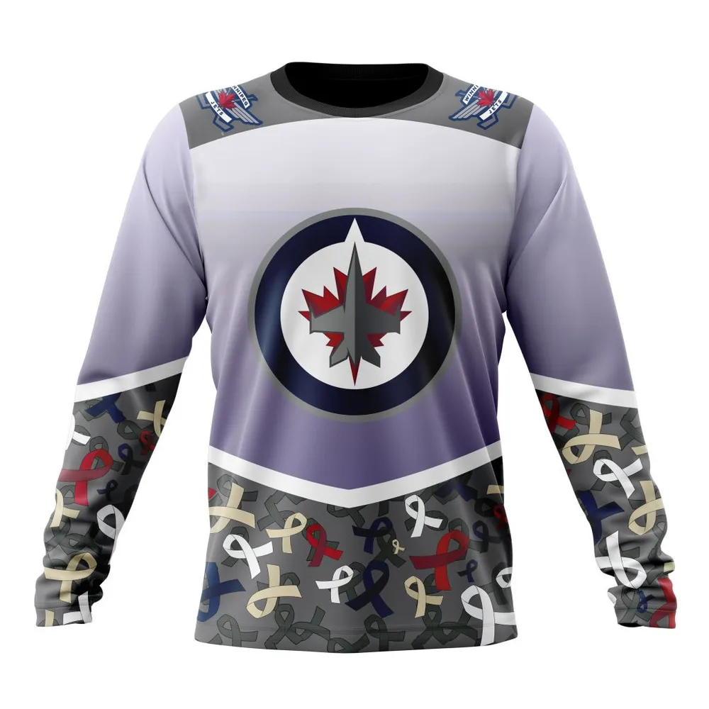 NHL Winnipeg Jets | Specialized Sport Fights Again All Cancer V0122 Long Sleeved Sweatshirt 