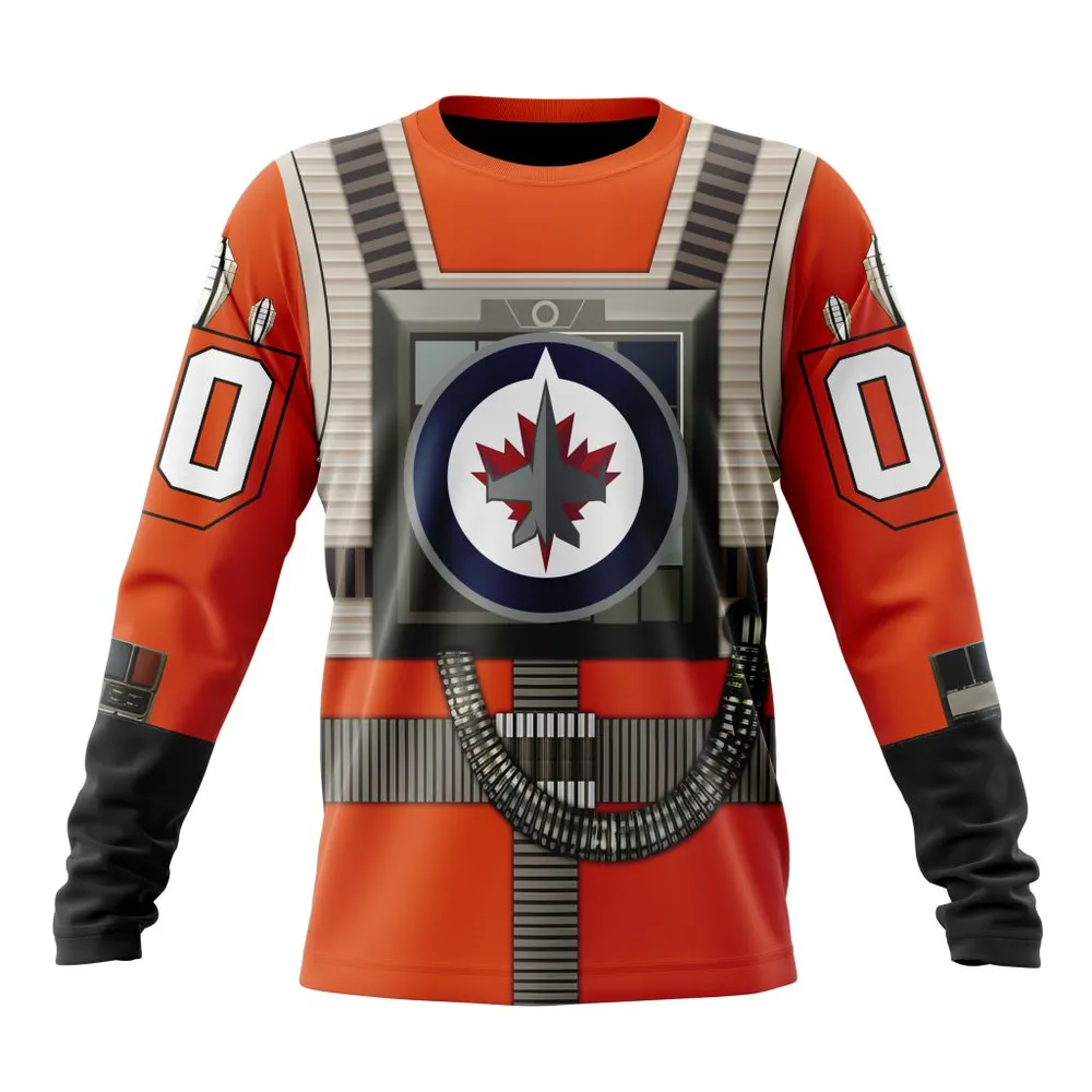 NHL Winnipeg Jets Star Wars Rebel Pilot Design St2201 Long Sleeved Sweatshirt 