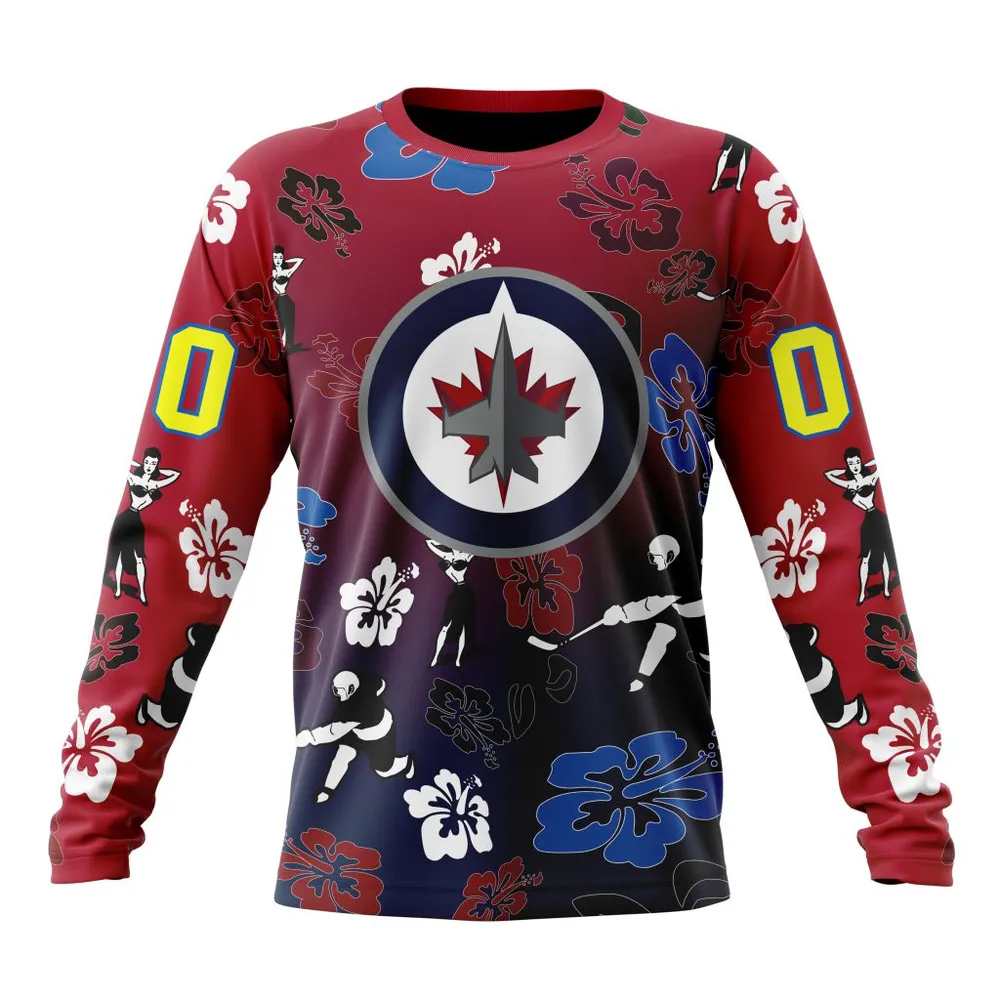 NHL Winnipeg Jets X Hawaii Specialized Design For Hawaiia V0122 Long Sleeved Sweatshirt 