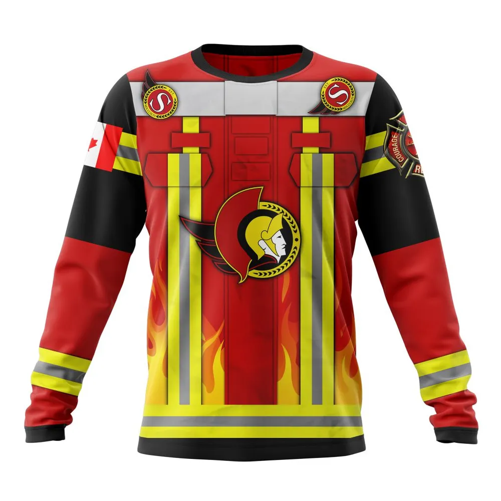 Ottawa Senators Honnor Firefighter Uniform V0622 Long Sleeved Sweatshirt 