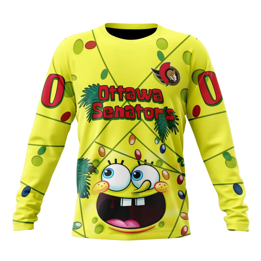 Ottawa Senators Specialized Jersey With Spongebob V0122 Long Sleeved Sweatshirt 