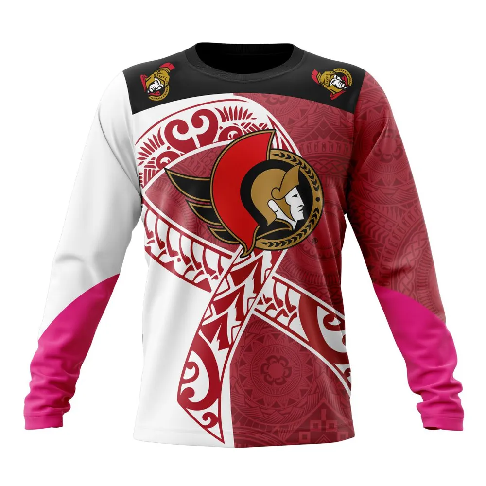 Ottawa Senators Specialized Samoa Fights Cancer Jersey Long Sleeved Sweatshirt 