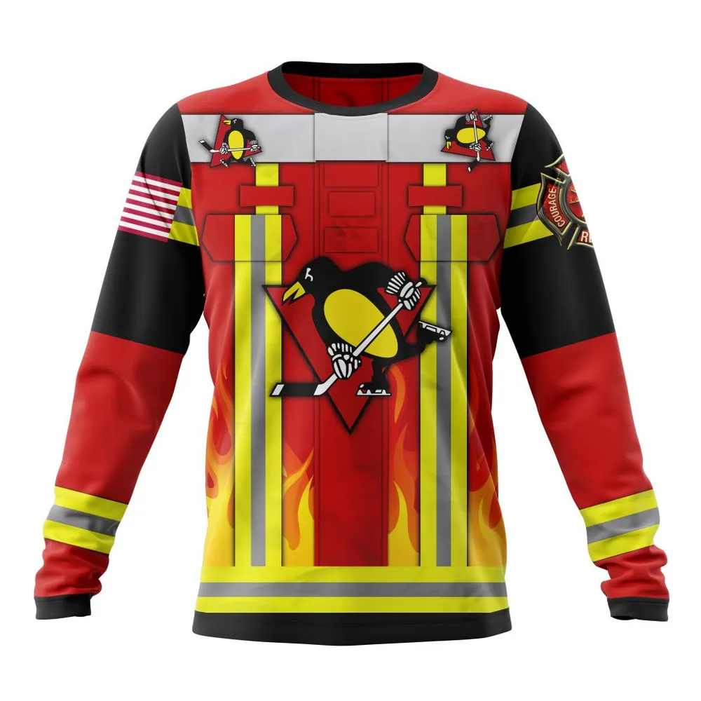 Pittsburgh Penguins Honnor Firefighter Uniform V0622 Long Sleeved Sweatshirt 