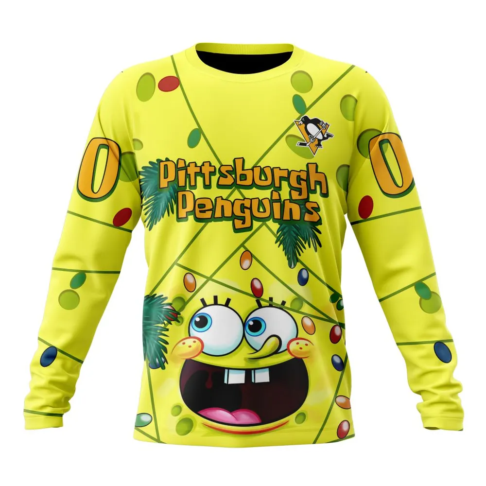 Pittsburgh Penguins | Specialized Jersey With Spongebob V0122 Long Sleeved Sweatshirt 