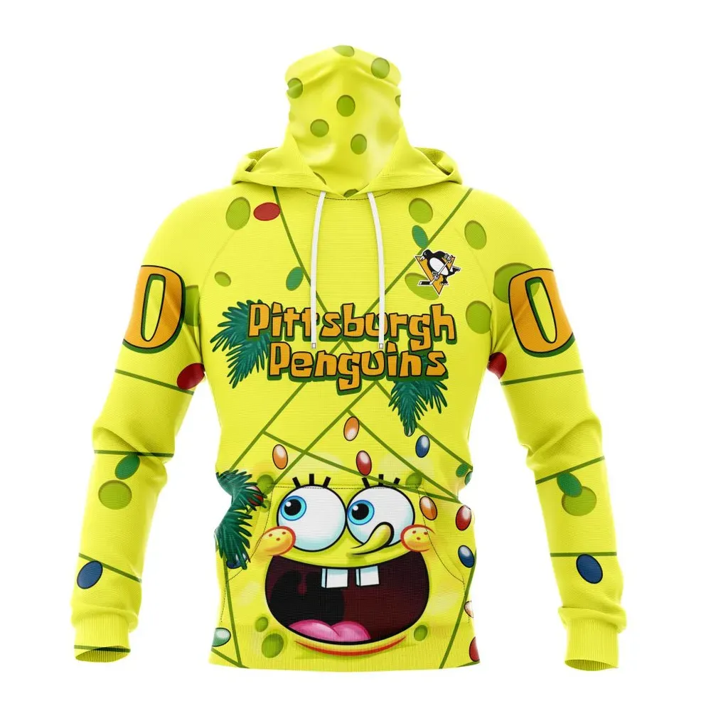 Pittsburgh Penguins | Specialized Jersey With Spongebob V0122 Mask Hoodie