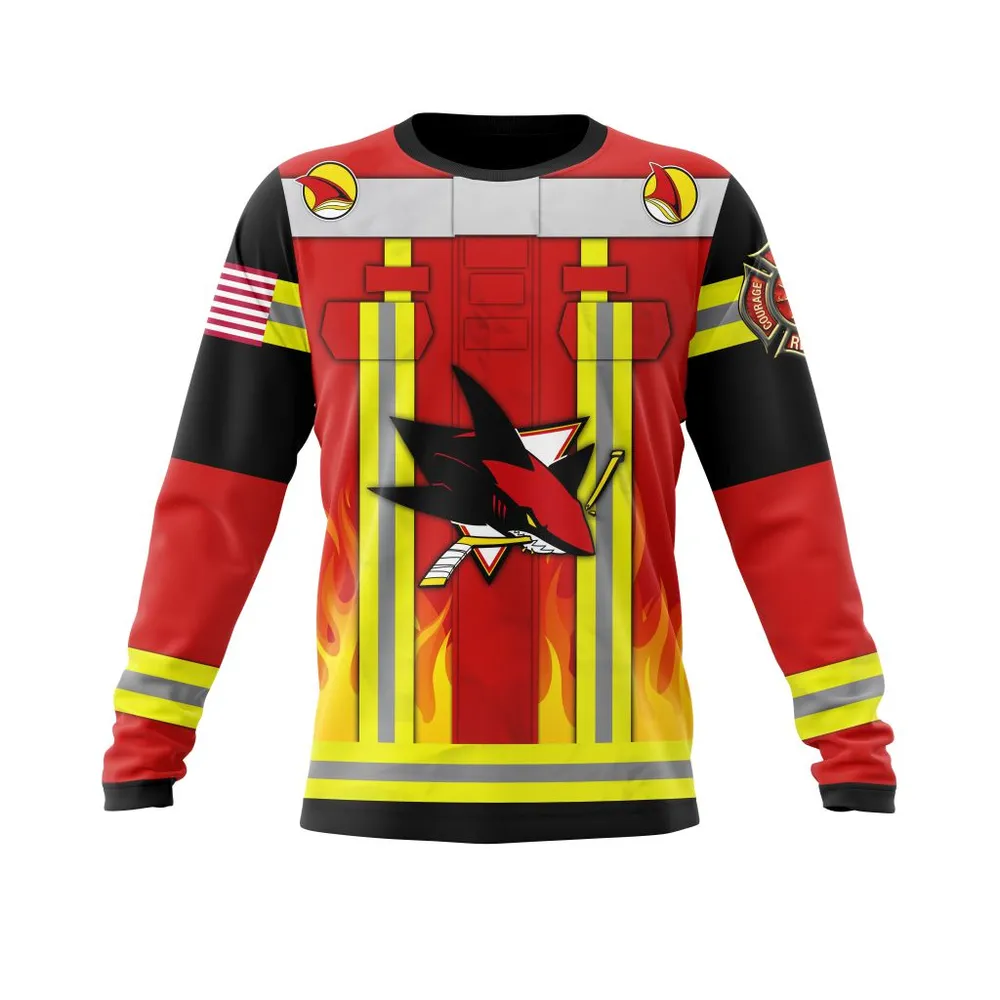 San Jose Sharks Honnor Firefighter Uniform V0622 Long Sleeved Sweatshirt 