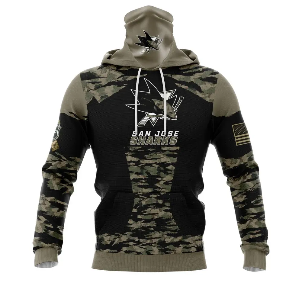 San Jose Sharks | Honors Veterans And Military Members Mask Hoodie