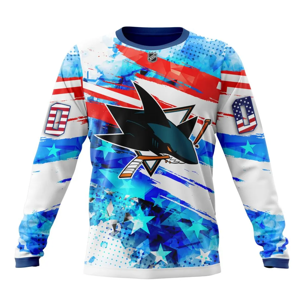 San Jose Sharks | Special Concept For Independence Day St2201 Long Sleeved Sweatshirt 