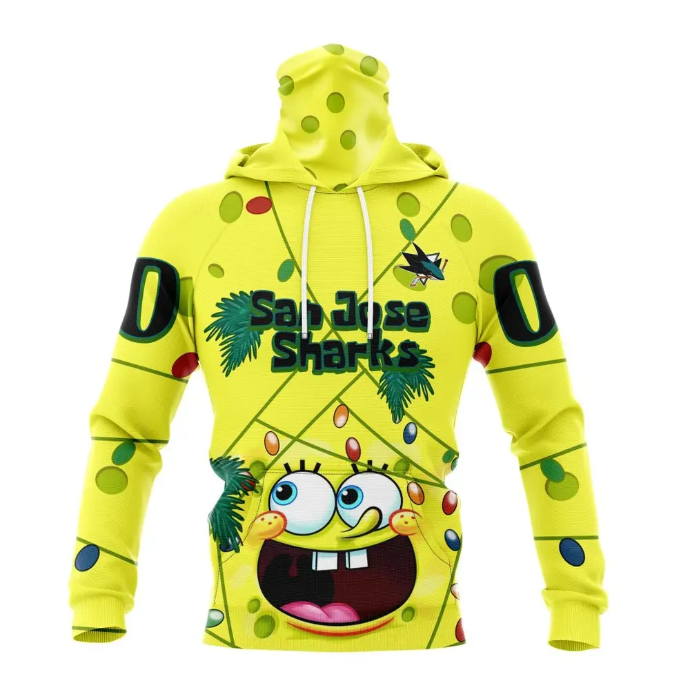 San Jose Sharks | Specialized Jersey With Spongebob V0122 Mask Hoodie