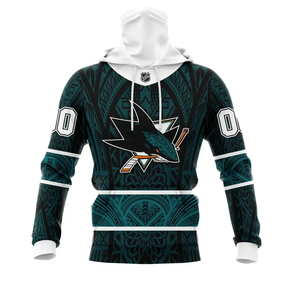 San Jose Sharks | Specialized Native With Samoa Culture V0222 Mask Hoodie