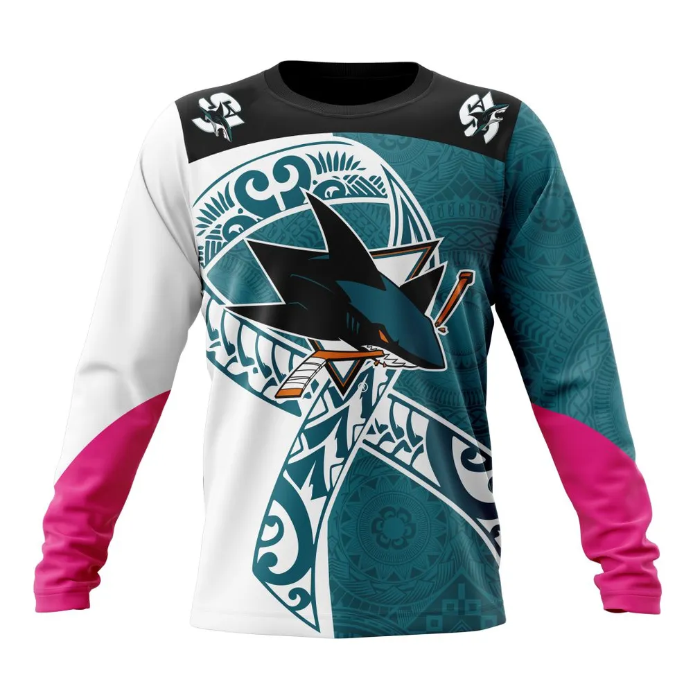 San Jose Sharks | Specialized Samoa Fights Cancer Jersey Long Sleeved Sweatshirt 