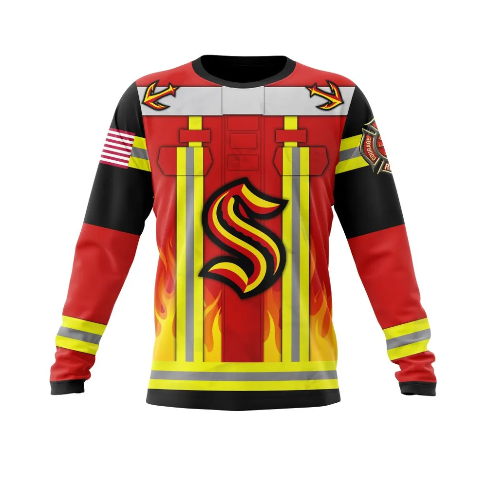 Seattle Kraken Honnor Firefighter Uniform V0622 Long Sleeved Sweatshirt 