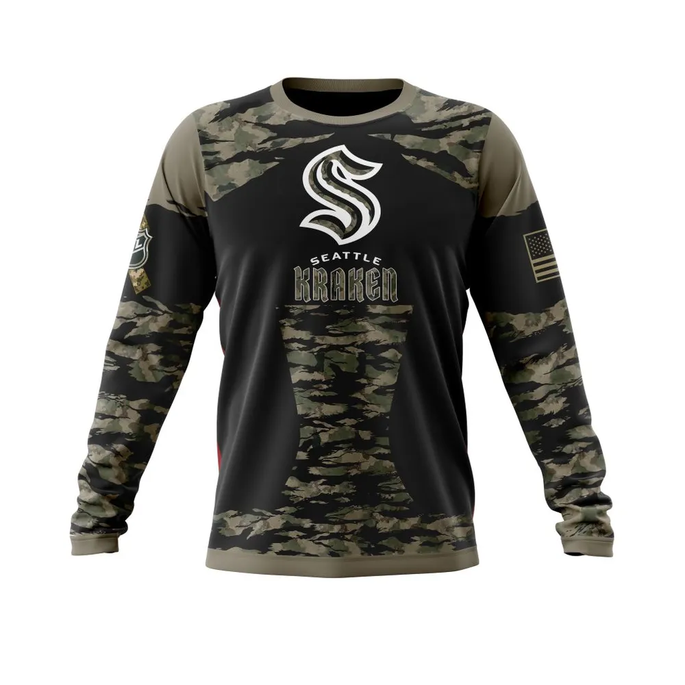 Seattle Kraken | Honors Veterans And Military Members Long Sleeved Sweatshirt 