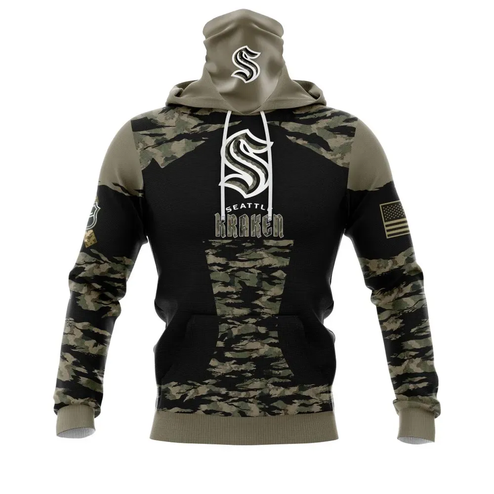 Seattle Kraken | Honors Veterans And Military Members Mask Hoodie