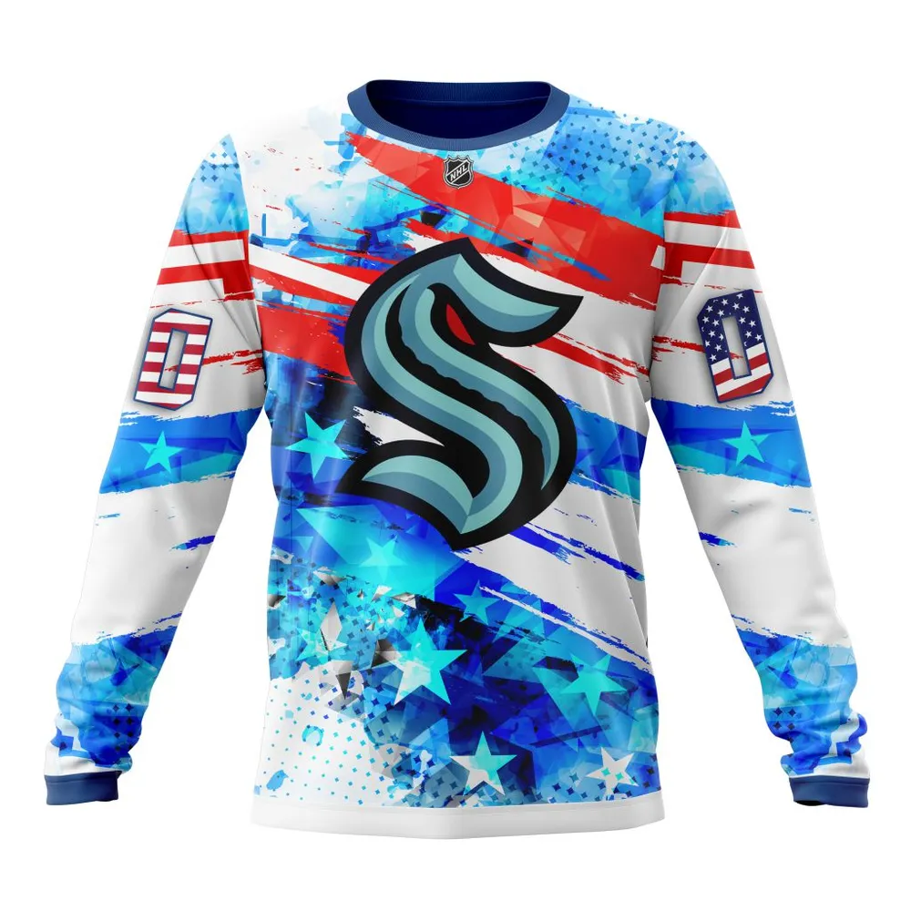 Seattle Kraken | Special Concept For Independence Day St2201 Long Sleeved Sweatshirt 