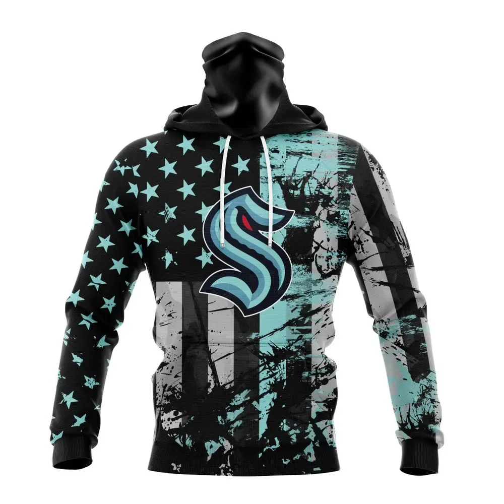 Seattle Kraken | Specialized Jersey For America Mask Hoodie