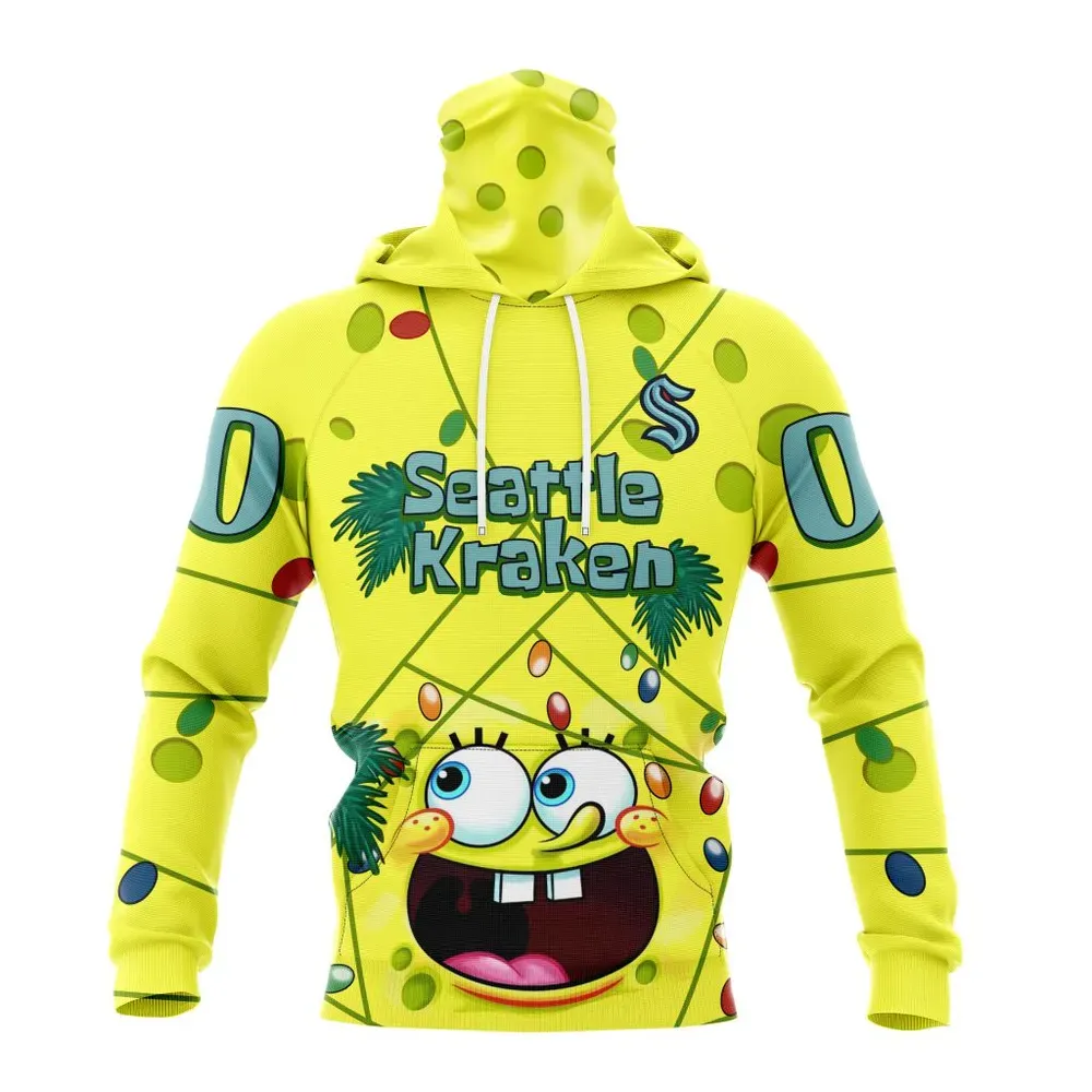 Seattle Kraken | Specialized Jersey With Spongebob V0122 Mask Hoodie