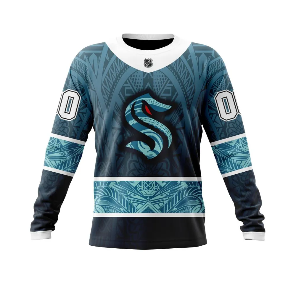 Seattle Kraken | Specialized Native With Samoa Culture V0222 Long Sleeved Sweatshirt 