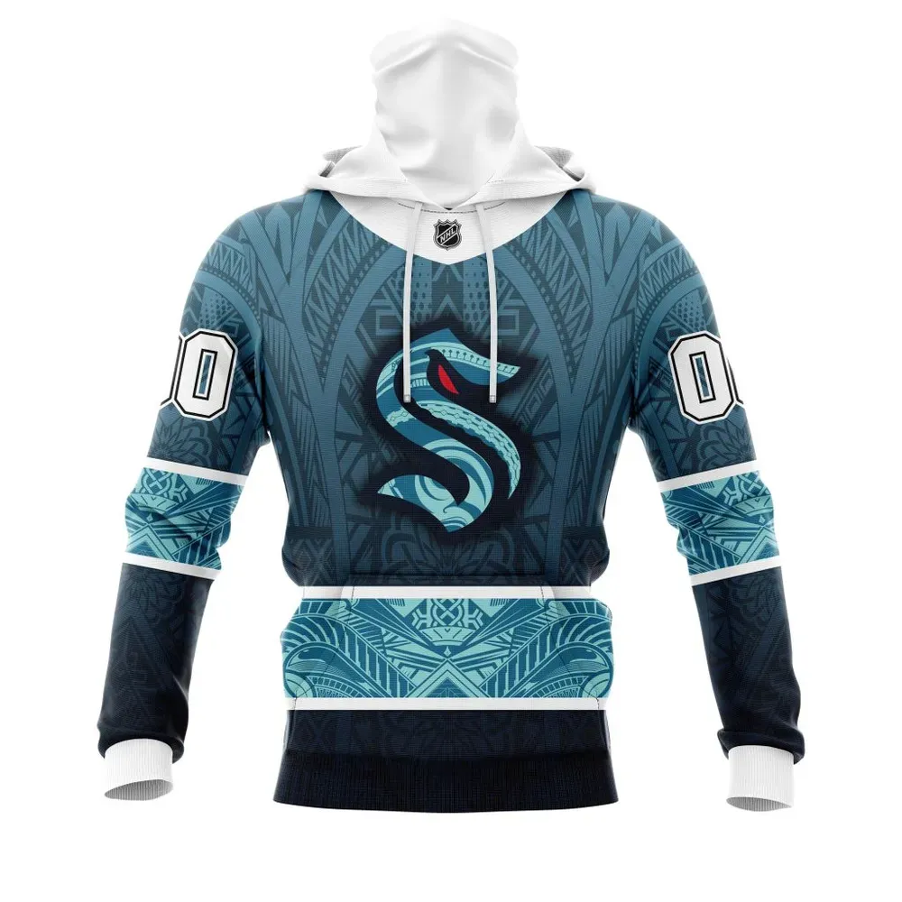 Seattle Kraken | Specialized Native With Samoa Culture V0222 Mask Hoodie