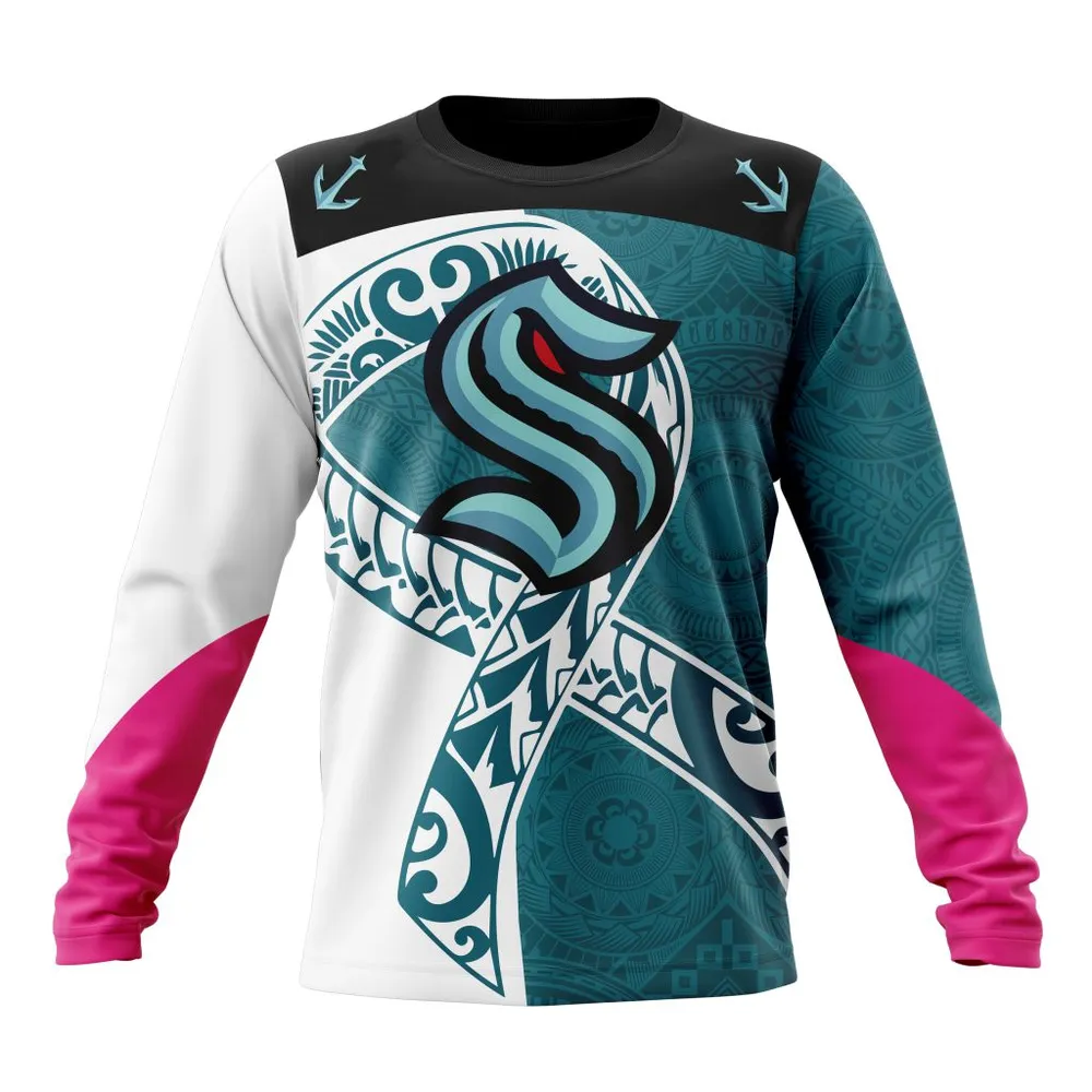 Seattle Kraken | Specialized Samoa Fights Cancer Jersey Long Sleeved Sweatshirt 