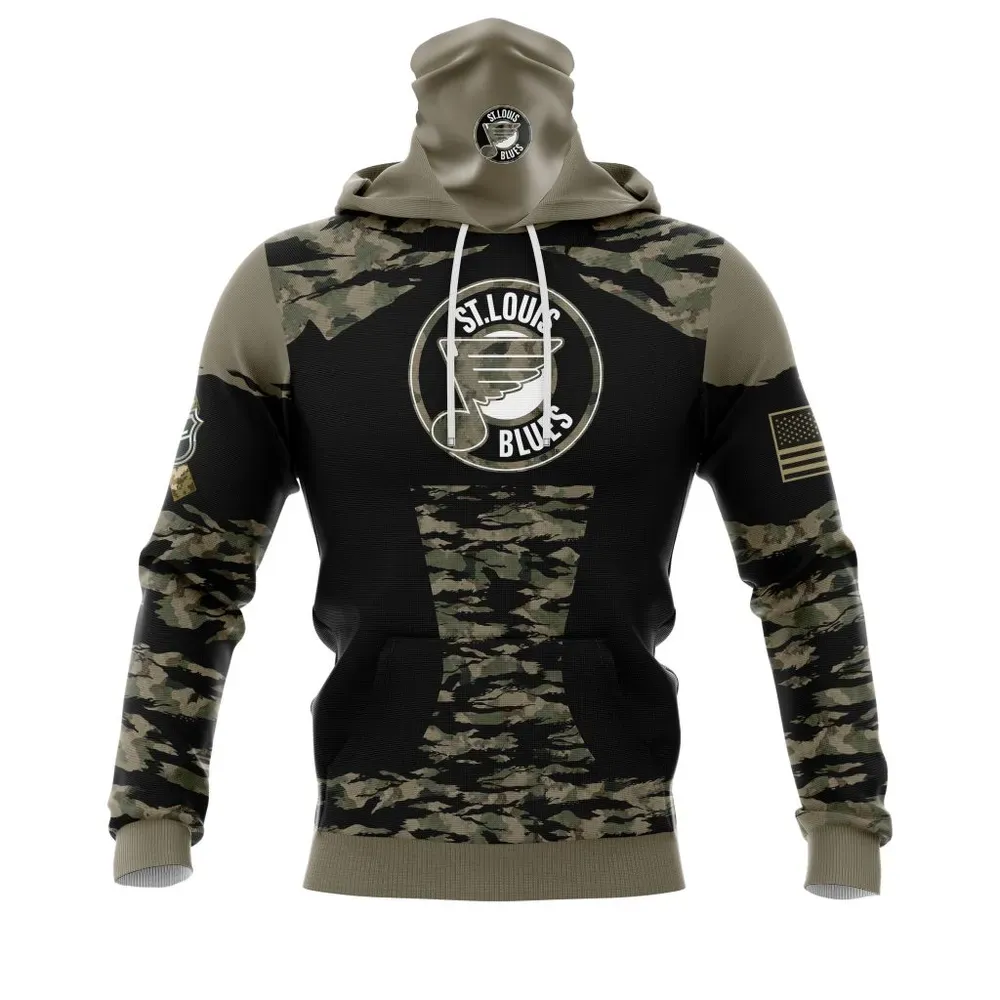 St. Louis Blues | Honors Veterans And Military Members Mask Hoodie