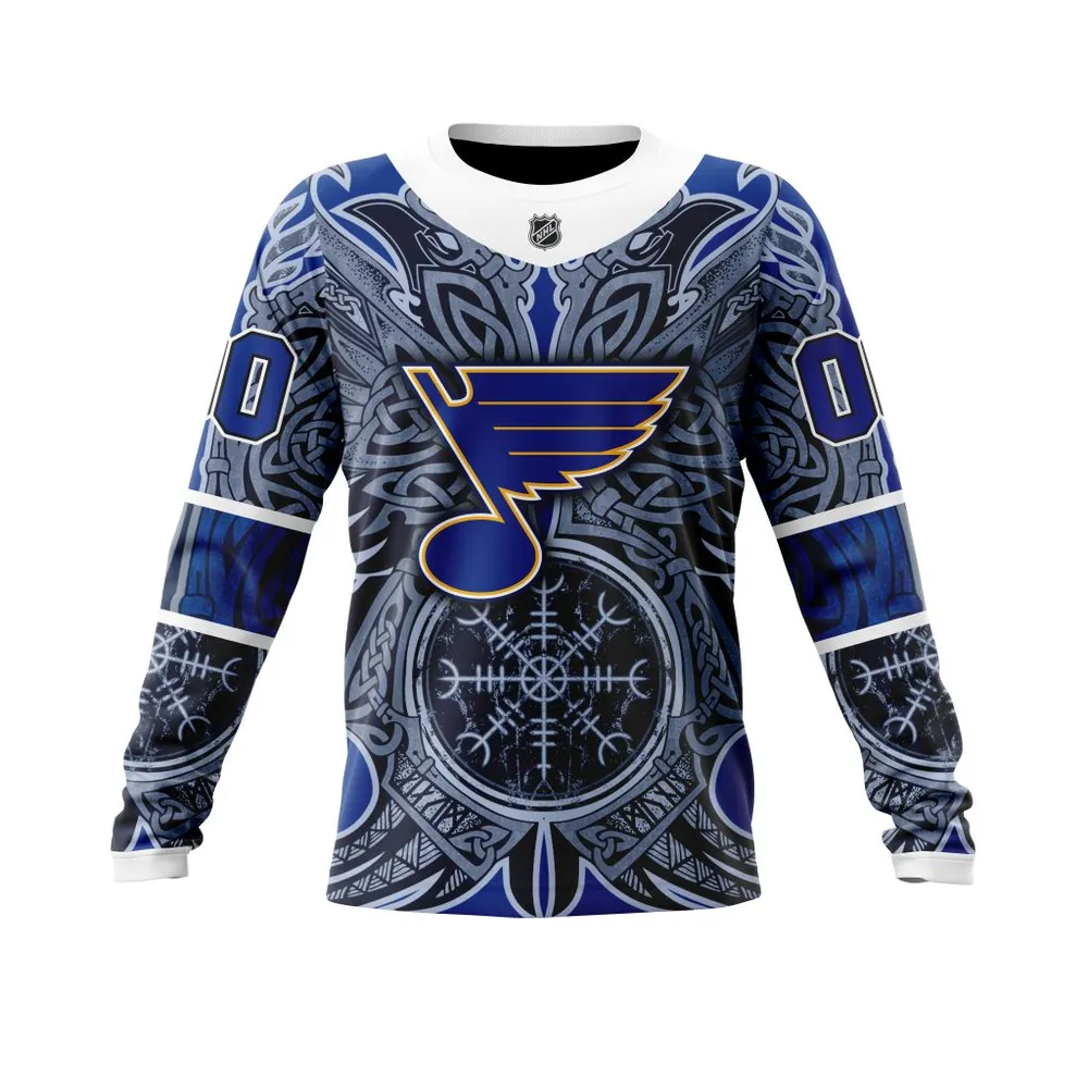 St Louis Blues | Specialized Norse Viking Symbols St2201 Long Sleeved Sweatshirt 