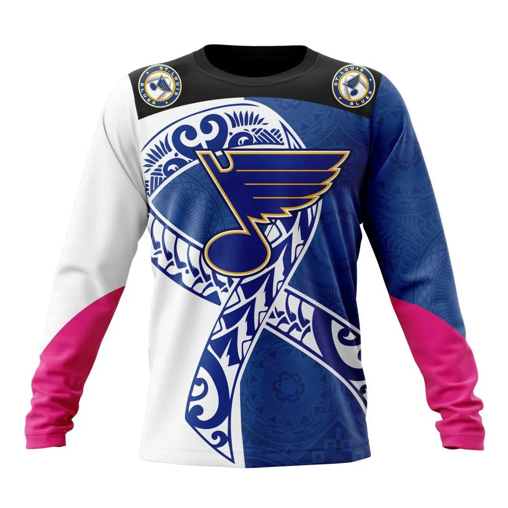 St. Louis Blues | Specialized Samoa Fights Cancer Jersey Long Sleeved Sweatshirt 