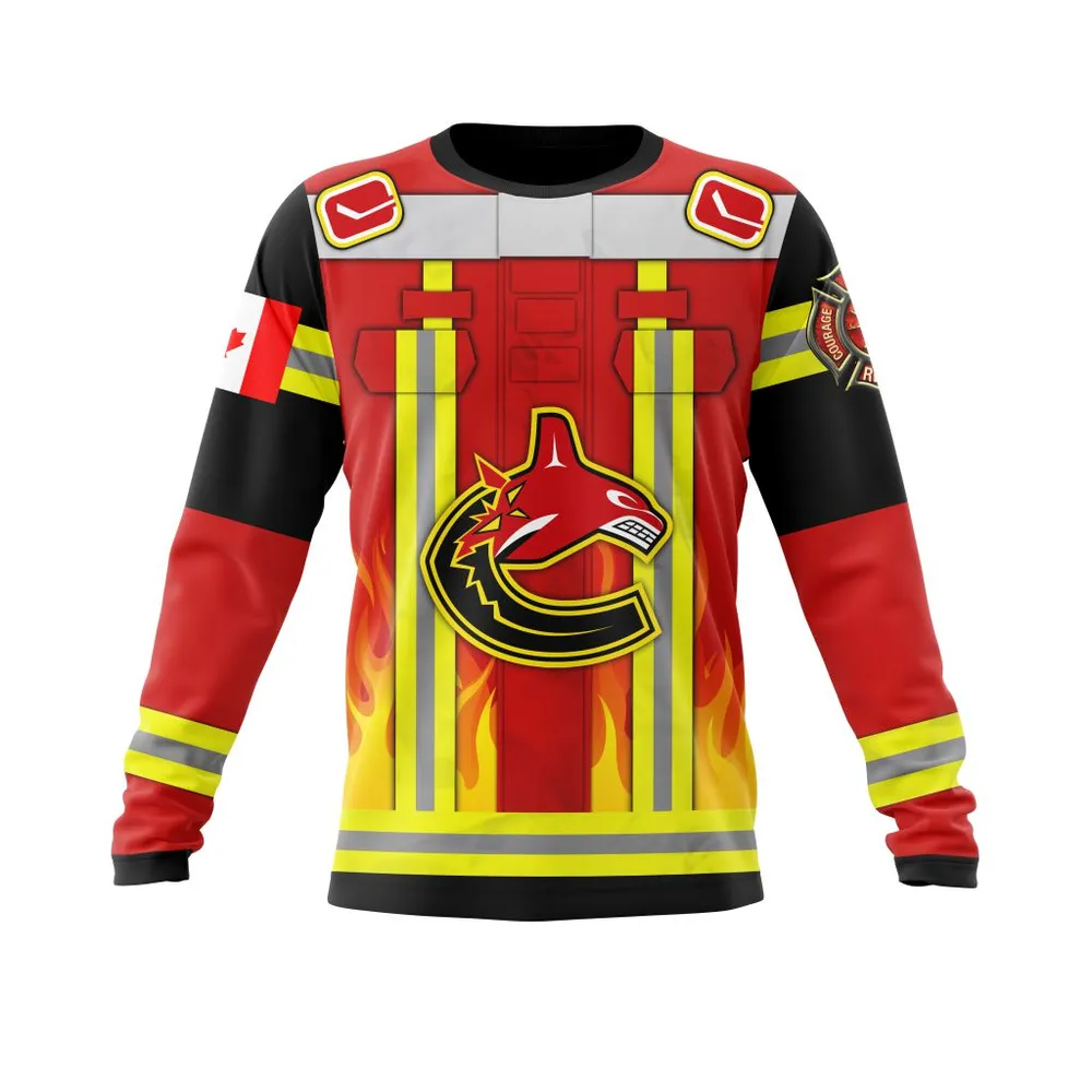 Vancouver Canucks Honnor Firefighter Uniform V0622 Long Sleeved Sweatshirt 