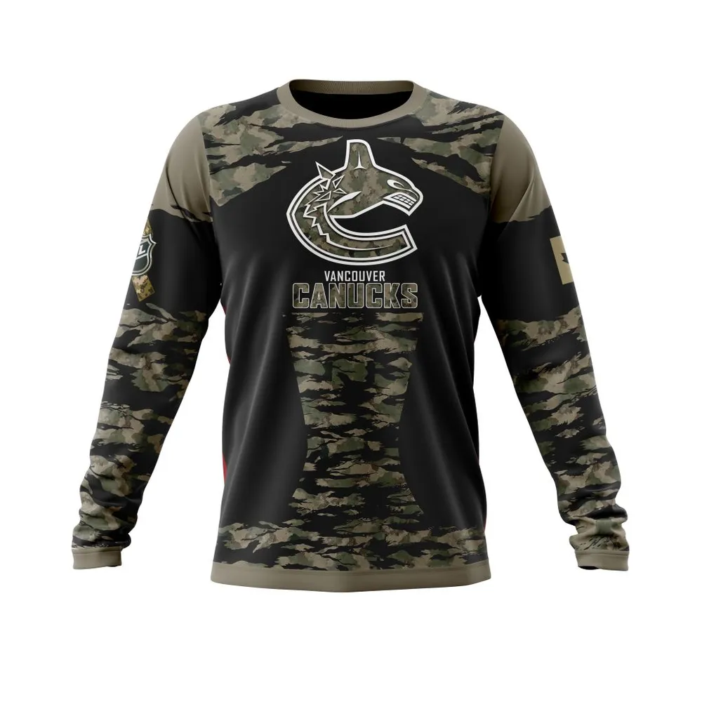 Vancouver Canucks | Honors Veterans And Military Members Long Sleeved Sweatshirt 