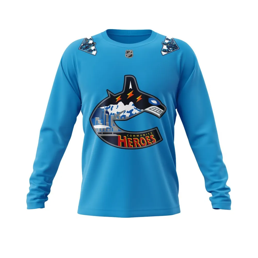 Vancouver Canucks Specialized Community Heroes Night Long Sleeved Sweatshirt 