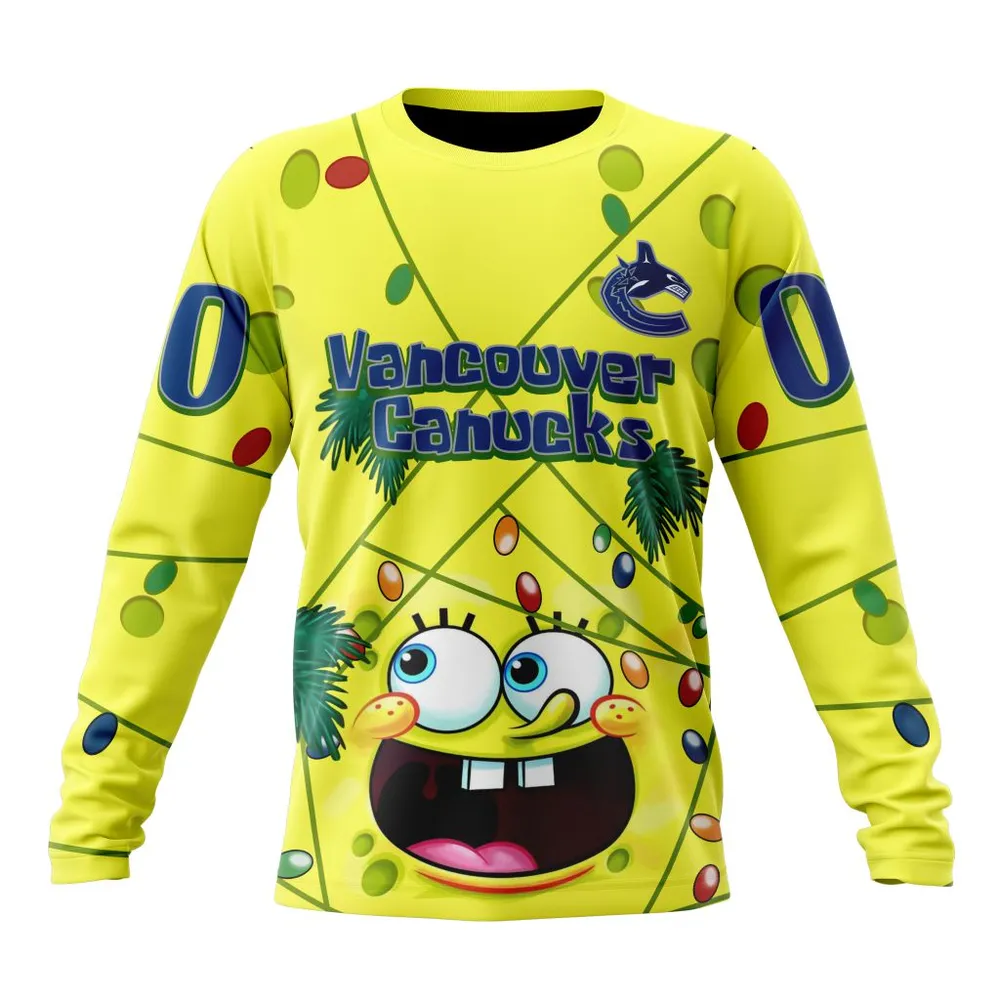 Vancouver Canucks Specialized Jersey With Spongebob V0122 Long Sleeved Sweatshirt 