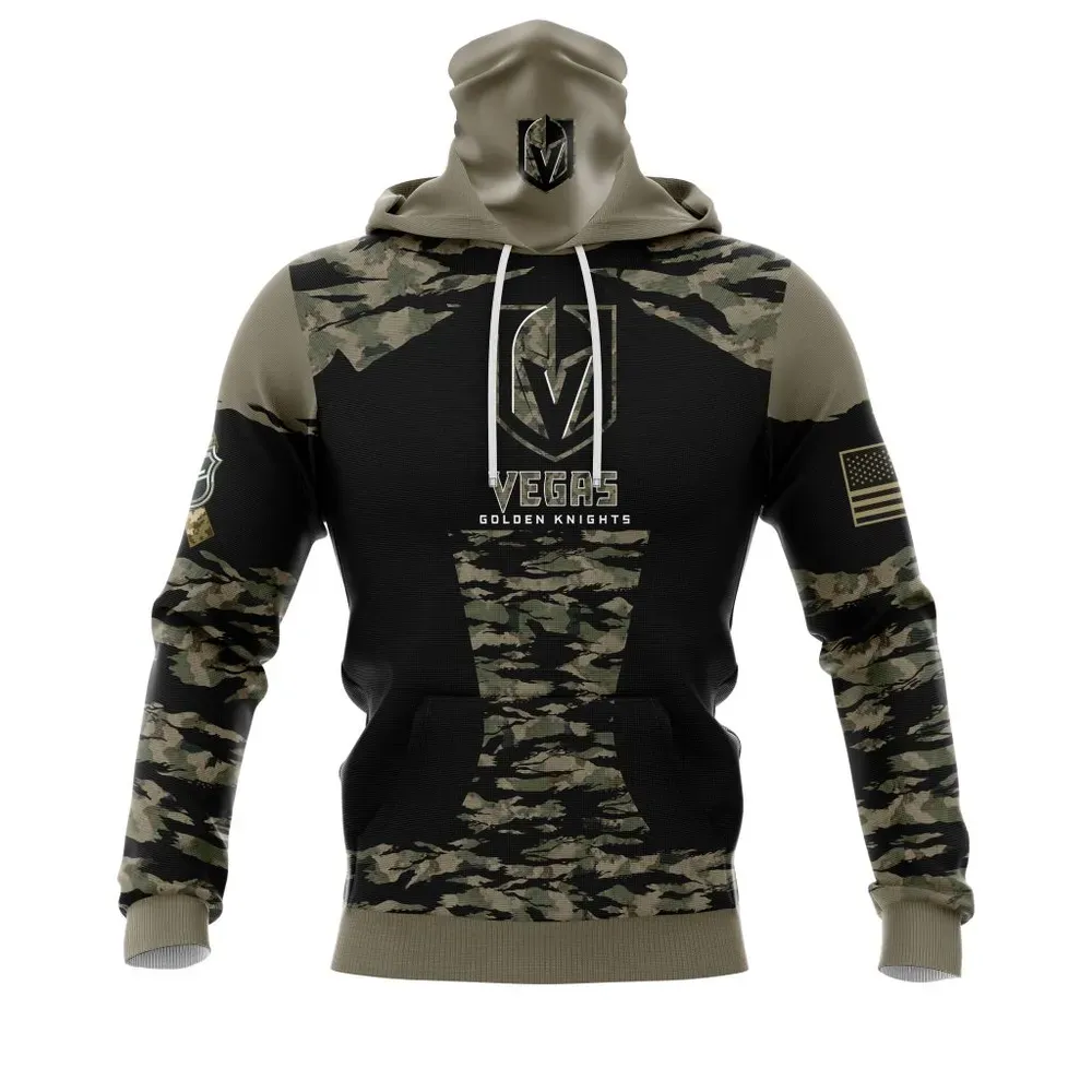 Vegas Golden Knights | Honors Veterans And Military Members Mask Hoodie