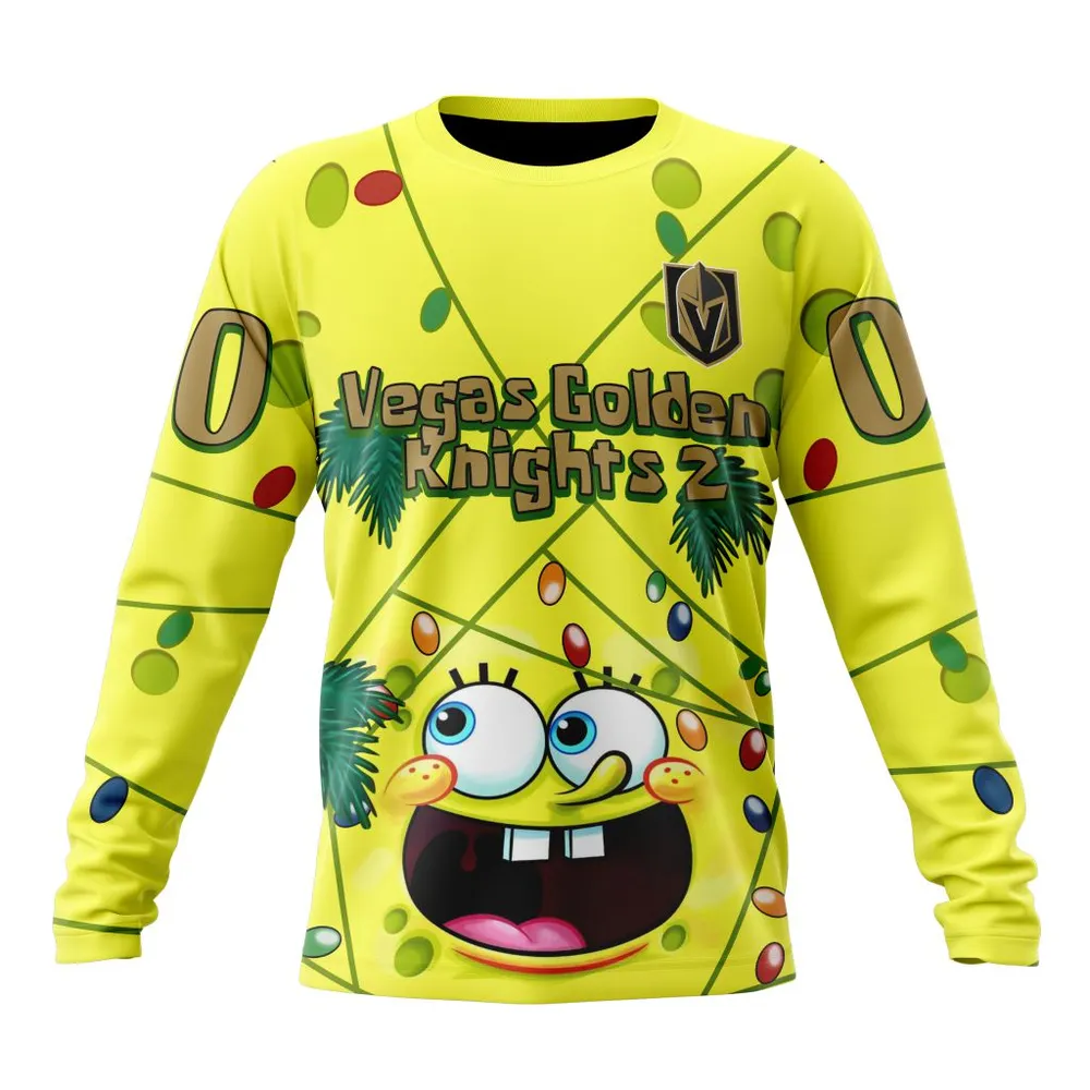 Vegas Golden Knights | Specialized Jersey With Spongebob V0122 Long Sleeved Sweatshirt 