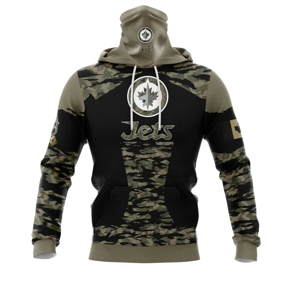 Winnipeg Jets | Honors Veterans And Military Members Mask Hoodie