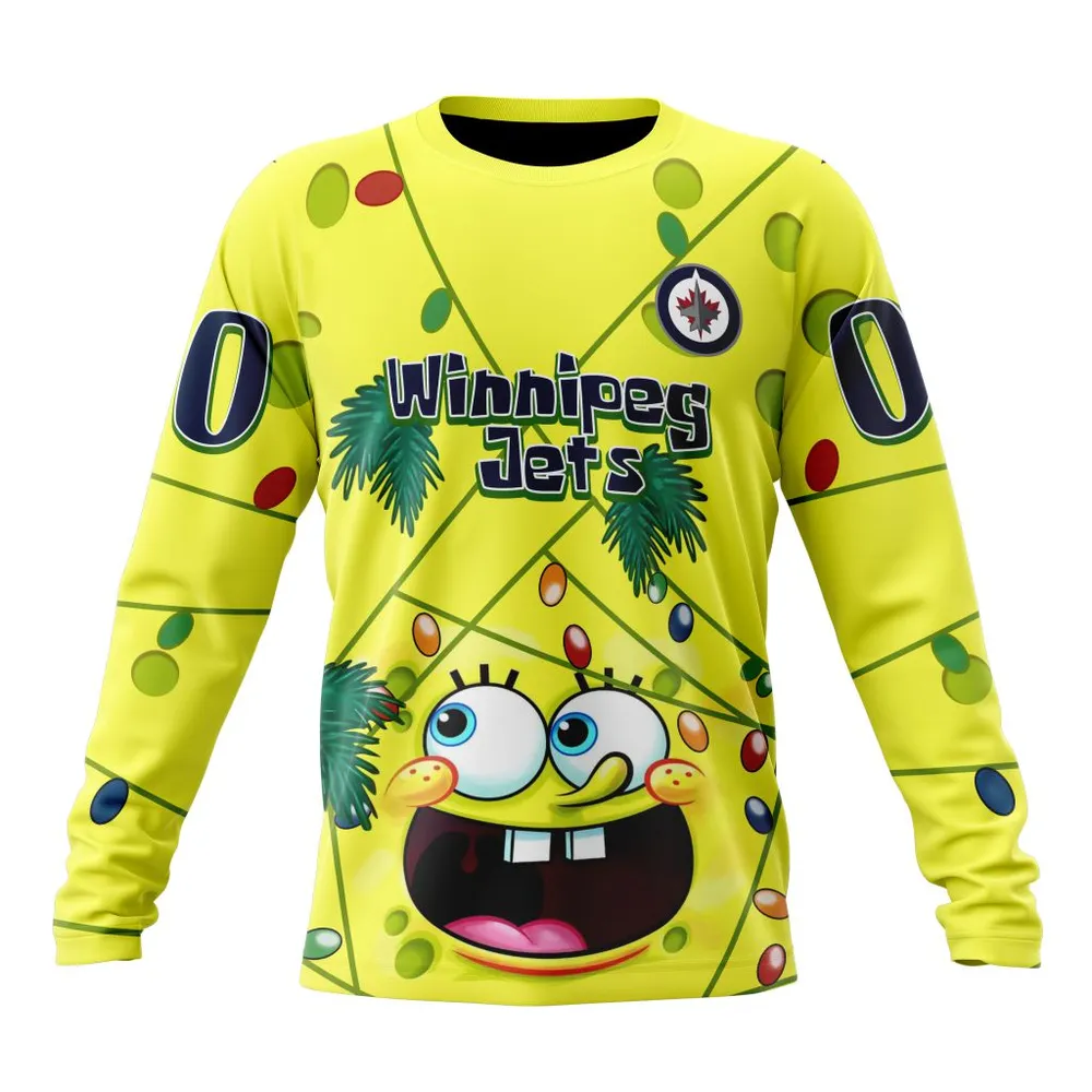 Winnipeg Jets Specialized Jersey With Spongebob V0122 Long Sleeved Sweatshirt 