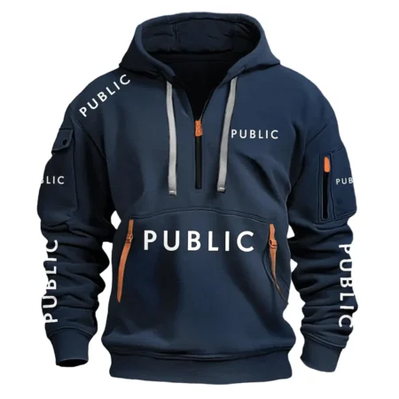 Public Bikes Exclusive Logo Fashion Hoodie Half Zipper BLBC210A101