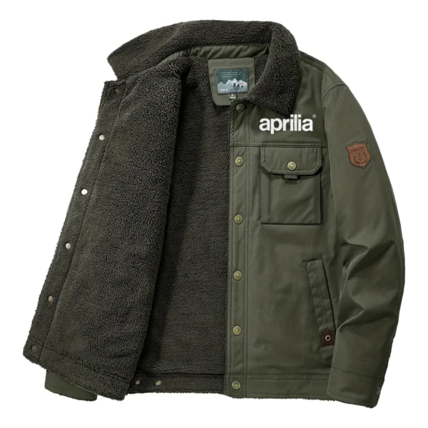 Aprilia Exclusive Logo Velvet Coat Motorcycles QTMT191224A4AM - Army Green