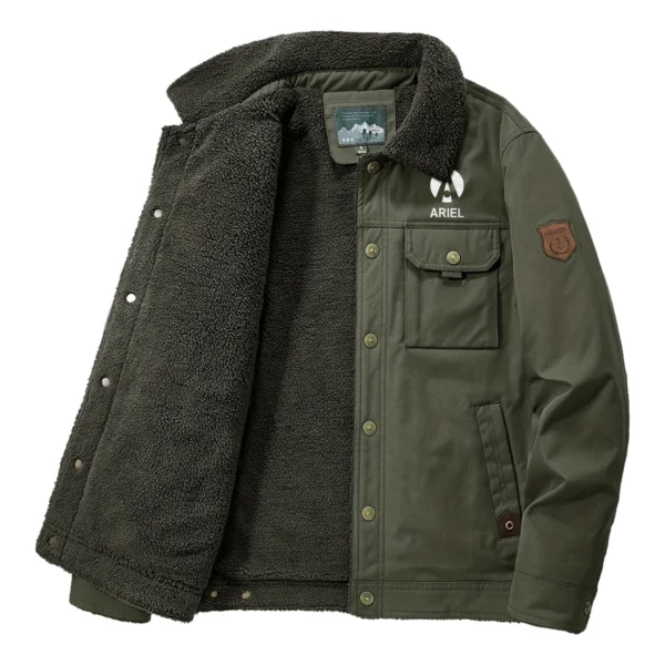 Ariel Motorcycles Exclusive Logo Velvet Coat Motorcycles QTMT191224A4ARI - Army Green