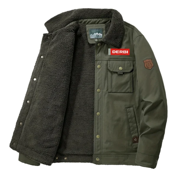 Derbi Motorcycles Exclusive Logo Velvet Coat Motorcycles QTMT191224A4DER - Army Green