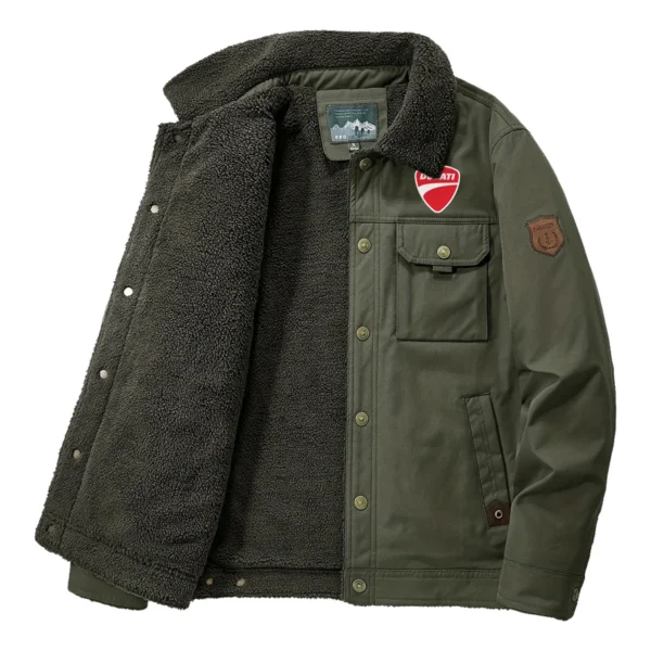 Ducati Exclusive Logo Velvet Coat Motorcycles QTMT191224A4DUC - Army Green