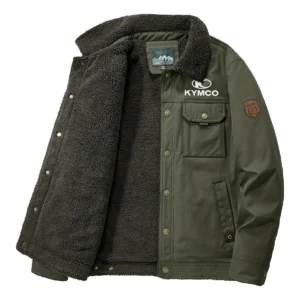 Kymco Motorcycles Exclusive Logo Velvet Coat Motorcycles QTMT191224A4KYM - Army Green