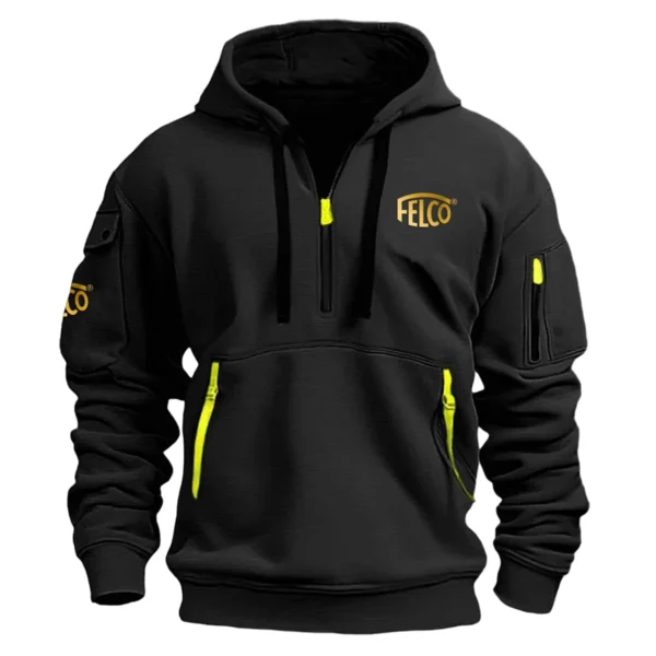 Special Release Felco Gardening Hoodie Half Zipper QTGR101124A05FL - Black