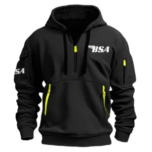 BSA Motorcycles Exclusive Logo Hoodie Half Zipper Motorcycles Fans Loves QTMT191224A1BSA - Black