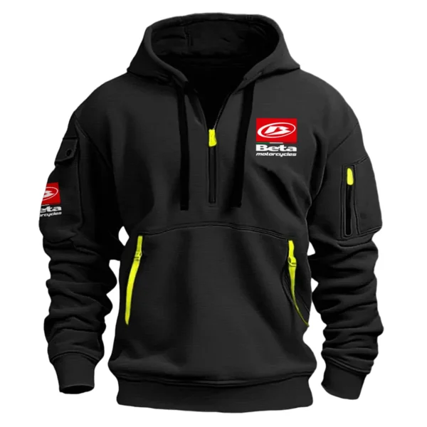 Beta Motorcycles Exclusive Logo Hoodie Half Zipper Motorcycles Fans Loves QTMT191224A1BTA - Black