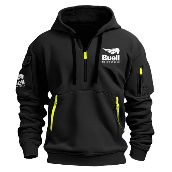 Buell Motorcycles Exclusive Logo Hoodie Half Zipper Motorcycles Fans Loves QTMT191224A1BUE - Black